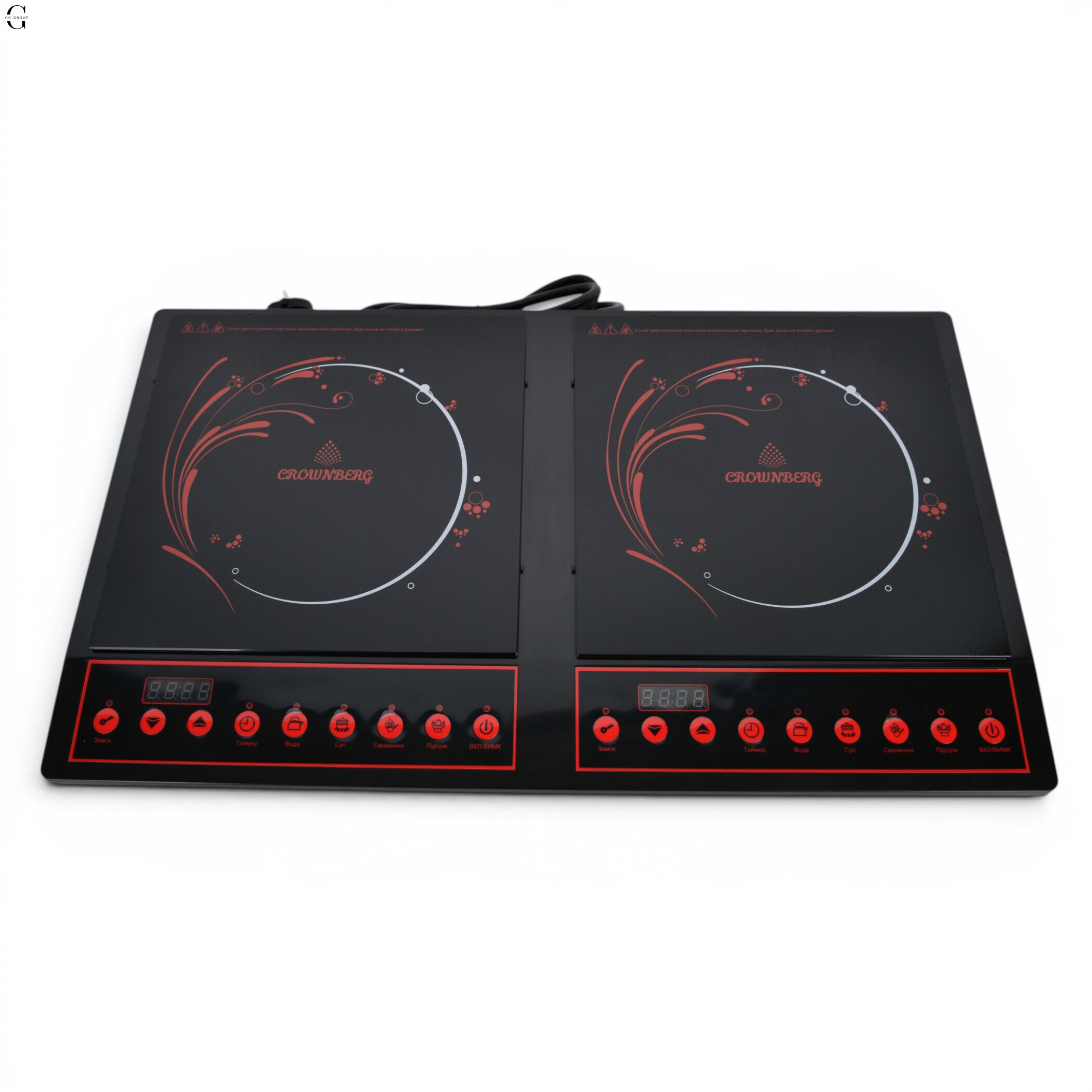 Індукційна плита Crownberg CB1329 подвійна настільна 2×2000 Вт сенсорна